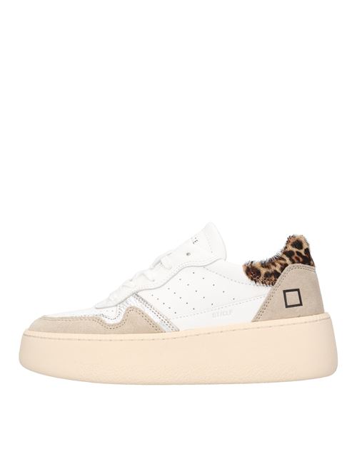 Sneakers in pelle e tessuto D.A.T.E. | STEP CALFBIANCO-LEOPARDATO